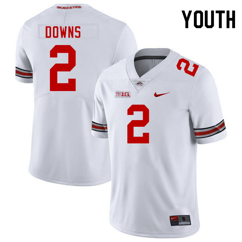 Youth #2 Caleb Downs Ohio State Buckeyes College Football Jerseys Stitched-White